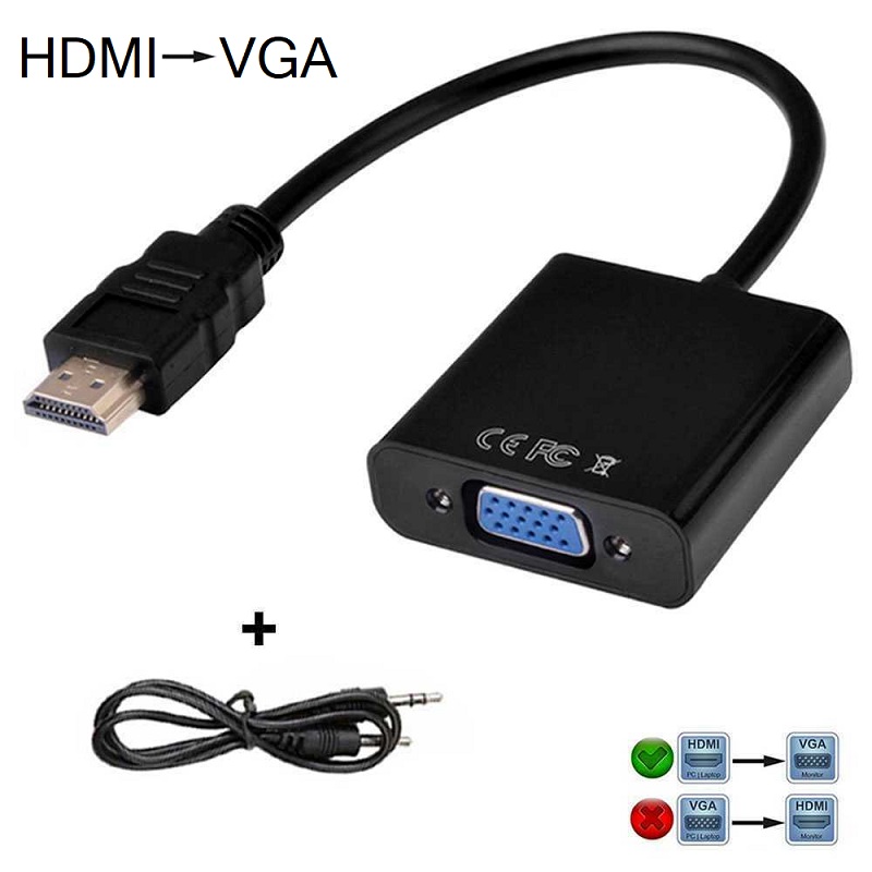 Convertisseur HDMI Vers VGA Avec Noir - CAPMICRO