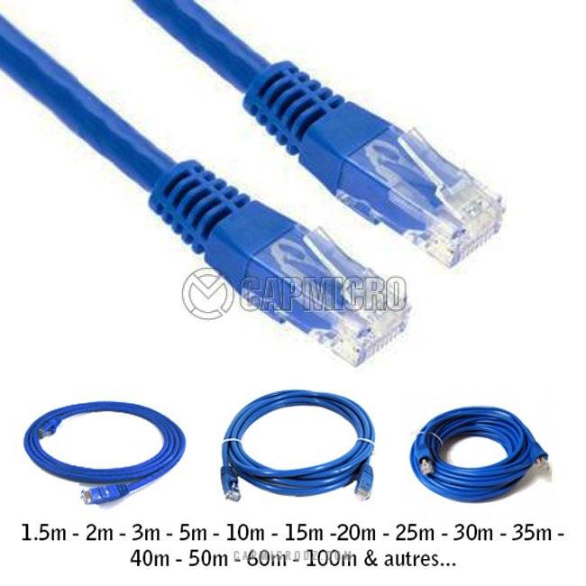 Câble Ethernet Réseau Cat 6E Rj45 Utp 1.5m 3m 5m 10m 15m 20m 30m